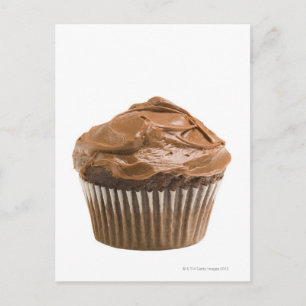 Cupcake with chocolate icing, studio shot postcard