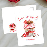 Cupcake with Heart Chocolates Love is Sweet