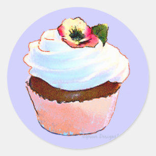 Cupcake with Pansy Art Design Stickers