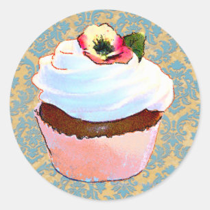 Cupcake with Pansy Art Design Stickers