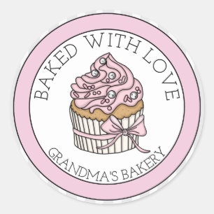 Cupcake with Silver Sprinkles   Baked with Love Classic Round Sticker