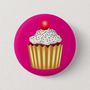 Cupcake with Sprinkles and Cherry on Top 6 Cm Round Badge