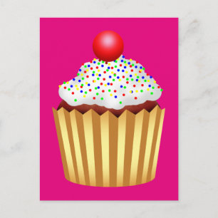 Cupcake with Sprinkles and Cherry on Top Postcard