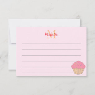 Cupcake With Sprinkles Drawing Lined Monogram  Card