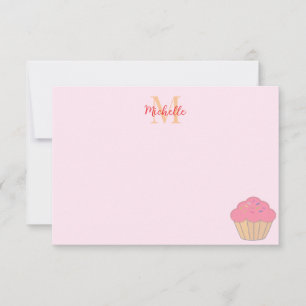 Cupcake With Sprinkles Drawing Monogram  Card
