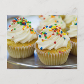 Cupcake with sprinkles postcard