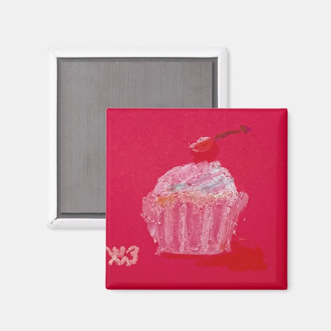 Cupcake with strawberry Frosting Magnet (Front/Back)