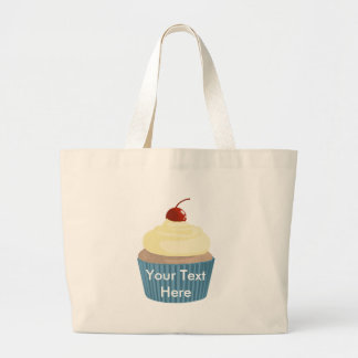 Cupcake-Yellow and Blue Large Tote Bag
