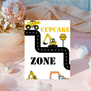 Cupcake Zone Construction Dump Truck Party  Pedestal Sign