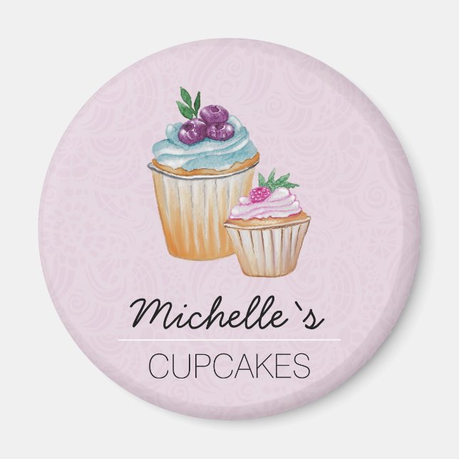 CupCakes And Fruits Watercolor Magnet (Front)