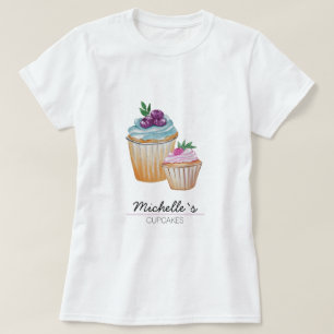 CupCakes And Fruits Watercolor Monogram T-Shirt