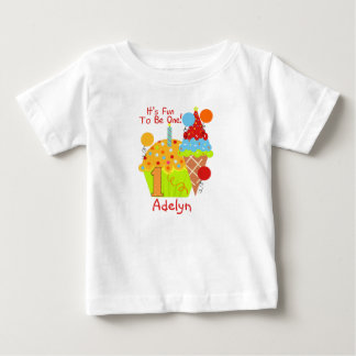 Cupcakes and Ice Cream Fun To Be One 1st Birthday Baby T-Shirt