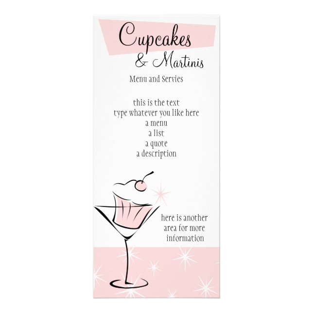Cupcakes and Martinis! Rack Card (Front)