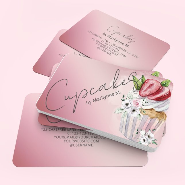 Cupcakes Baker Pink Business Card (Creator Uploaded)