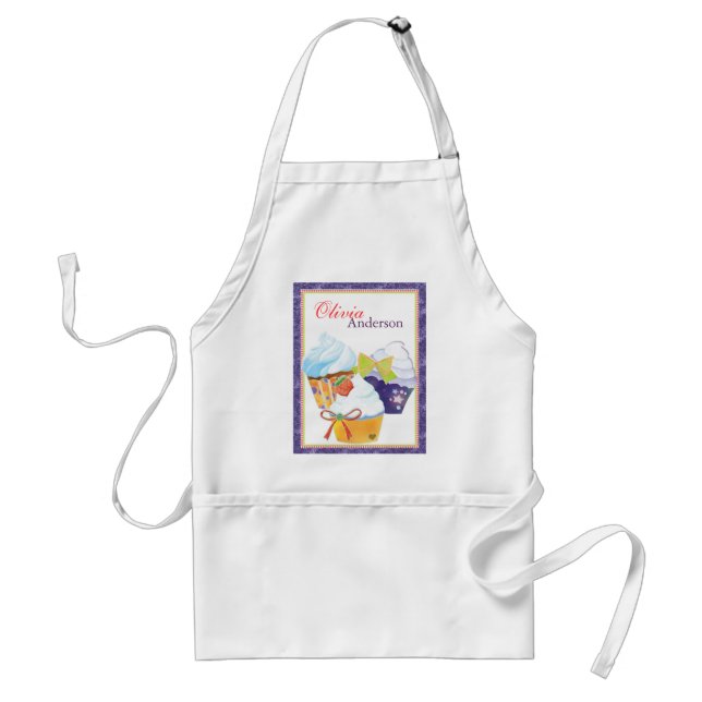 Cupcakes Bakery Chef Personalised Name Standard Apron (Front)