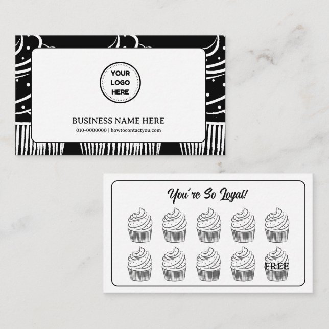 Cupcakes Bakery Coffee Shop Reward Point Loyalty Card (Front/Back)
