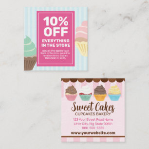 Cupcakes Bakery Coupon Card Special Offer Sale