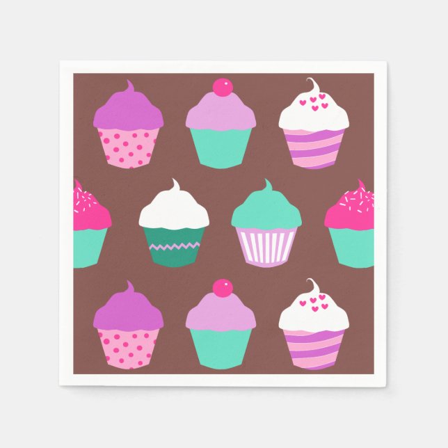 Cupcakes birthday cocktail napkin (Front)