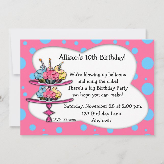Cupcakes Birthday Invitation (Front)