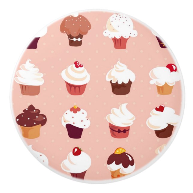 Cupcakes Ceramic Knob (Front)