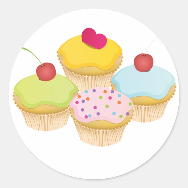 Cupcakes Classic Round Sticker (Front)