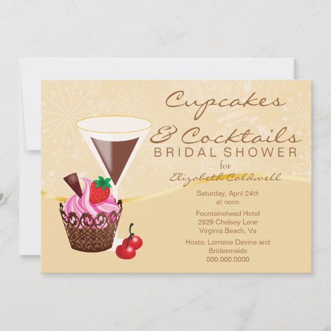 Cupcakes & Cocktails Bridal Shower Invitation (Front)