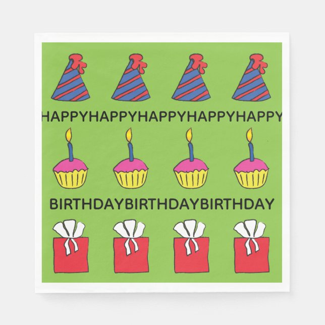 Cupcakes Funny Birthday Party Napkin (Front)