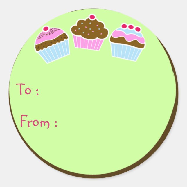 Cupcakes Gift Tag Sticker (Front)
