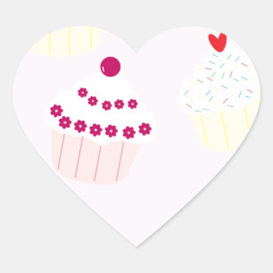 Cupcakes Heart Sticker