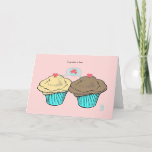 Cupcakes in Love CustardChocoBlueBlue Valentine Card
