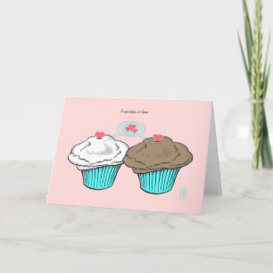 Cupcakes in Love VanillaChocoBlueBlue Valentine Card