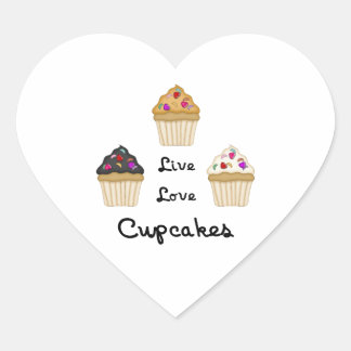 Cupcakes Live Love Heart Sticker