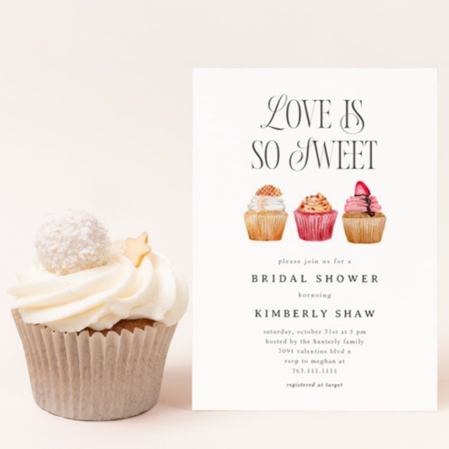 Cupcakes Love Is So Sweet Bridal Shower Invitation (Creator Uploaded)