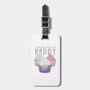 Cupcakes Make Me Happy Luggage Tag