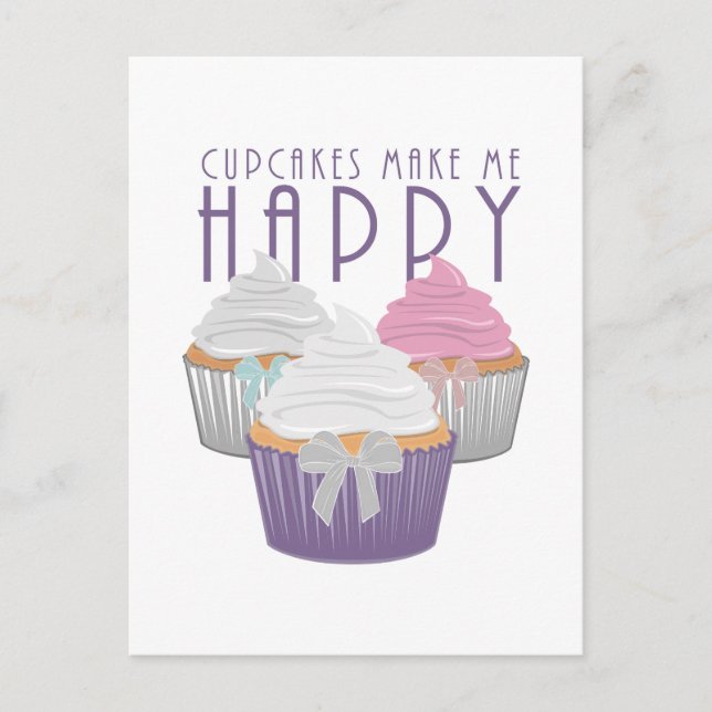 Cupcakes Make Me Happy Postcard (Front)