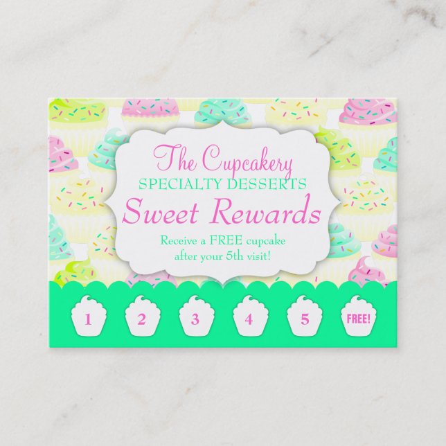 Cupcakes N Sprinkles Custom Rewards Cards (Front)