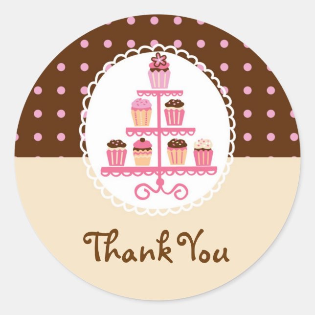 Cupcakes On A Stand Favour Sticker (Front)