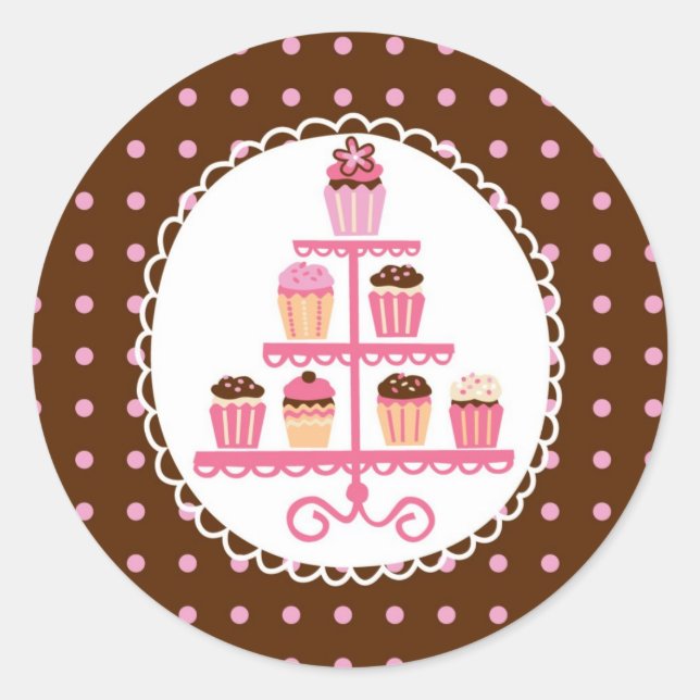 Cupcakes On A Stand Seal Sticker (Front)