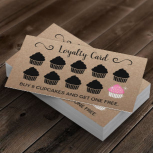 Cupcakes Pastry Bakery Loyalty Reward Kraft Card