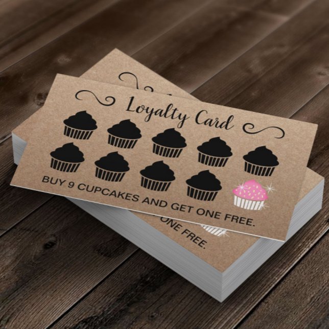 Cupcakes Pastry Bakery Loyalty Reward Kraft Card (Creator Uploaded)