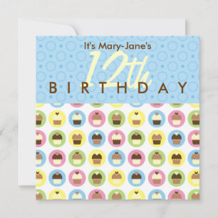 Cupcakes Personalised Birthday Invitation