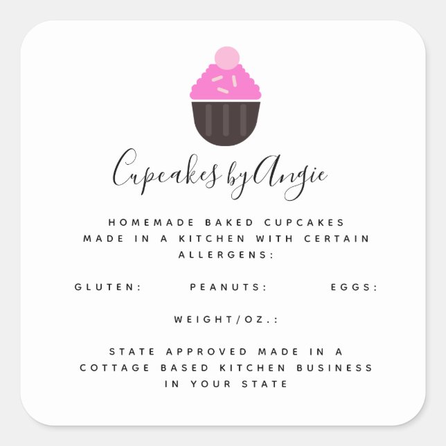 Cupcakes Pink Food Business    Square Sticker (Front)