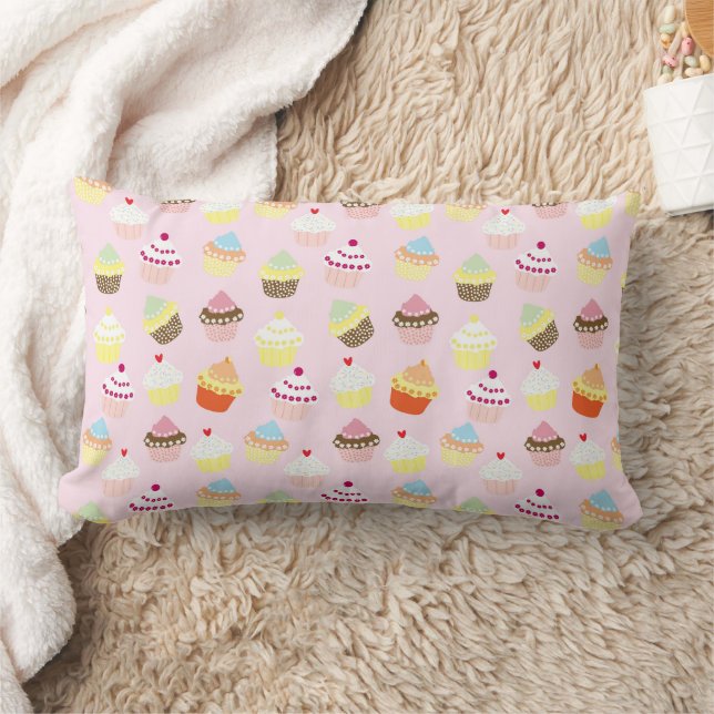 CUPCAKES PINK PATTERN LUMBAR CUSHION (Blanket)