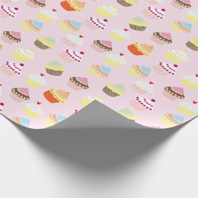 CUPCAKES PINK PATTERN WRAPPING PAPER (Corner)
