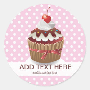 Cupcakes Pink Sweet Polka Dots Custom Stickers