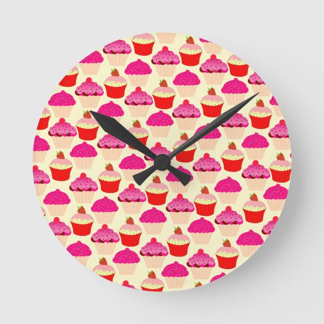 Cupcakes Round Clock (Front)