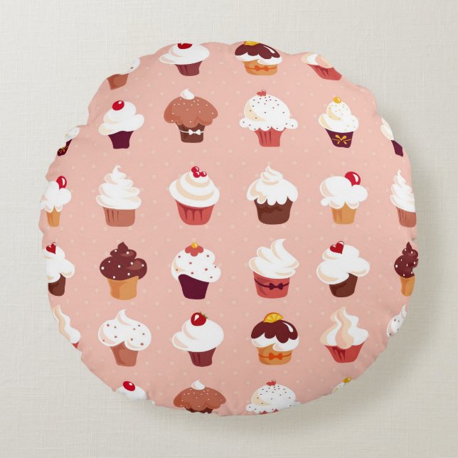 Cupcakes Round Cushion (Front)
