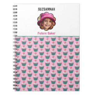 Cupcakes Scalloped Custom Photo Template Name Notebook
