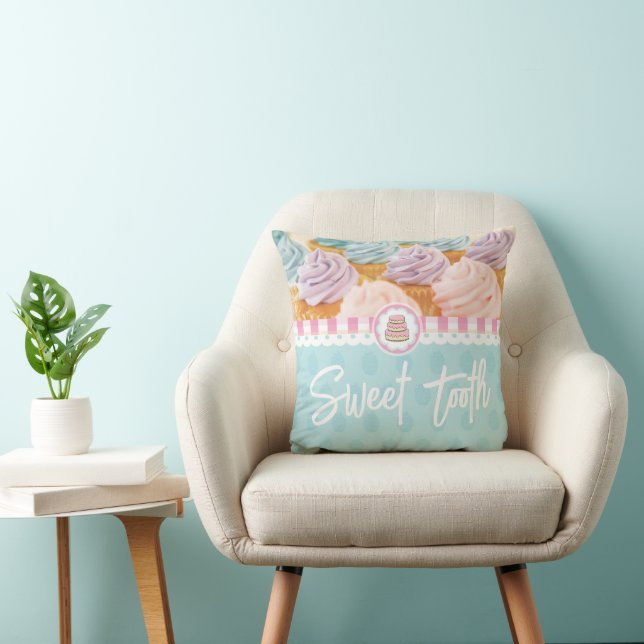 Cupcakes Throw Pillow | Bakery Decor | Cakes (Chair)