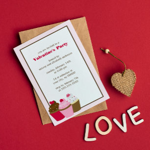 Cupcakes Valentines Day Party Invitation